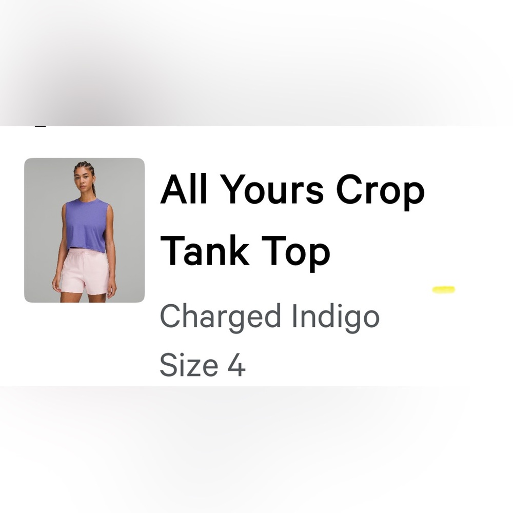 Lululemon cropped tank top